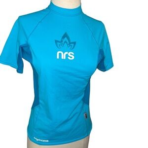 NRS Women's S/S H2Core Rashguard swim ocean blue size small S top shirt